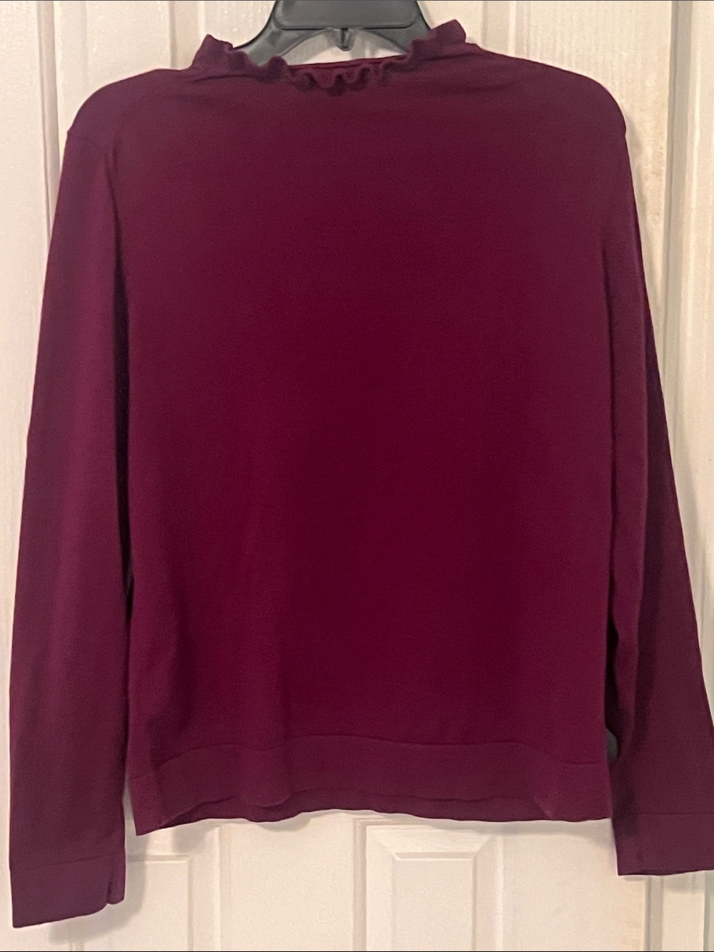 J. Crew Ruffled Crewneck Sweater- Plum - Picture 3 of 4